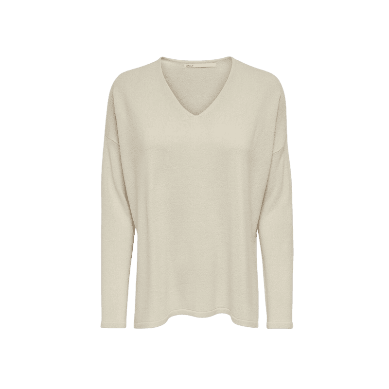 achat pull col v only femme beige ONLAMALIA L/S V-NECK PULLOVER CC KNT face