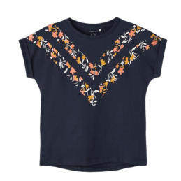 achat t-shirt name it fille NKFLURITA CAPSL TOP bleu marine face