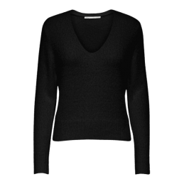 achat pull col v only femme ONLELLA PIUMO noir face