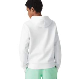 Sweat à capuche Lacoste homme CORE SOLID blanc arrière porté