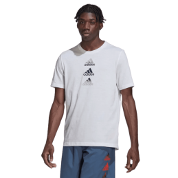 achat T-shirt de sport Adidas Homme D2M LOGO Blanc face porte
