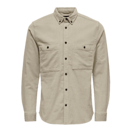 achat Chemise Only and Sons Homme ONSTERRY LS REG CORD STRETCH SHIRT Crème face