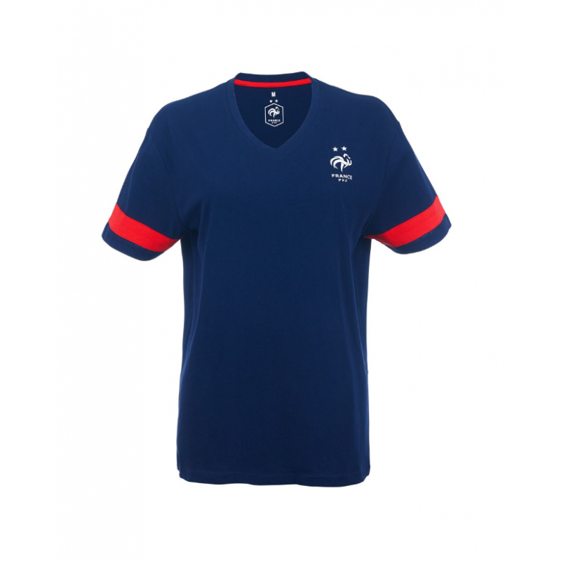 T-shirt col V FFF Adulte Coupe du Monde 2022 face T-shirt col V FFF Adulte Coupe du Monde 2022 face