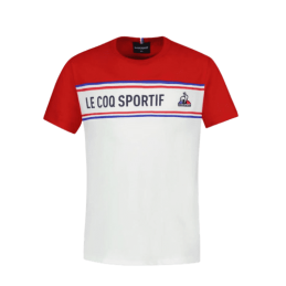 Achat T-shirt le Coq Sportif enfant TRI TEE SS N2 rouge/blanc/bleu face