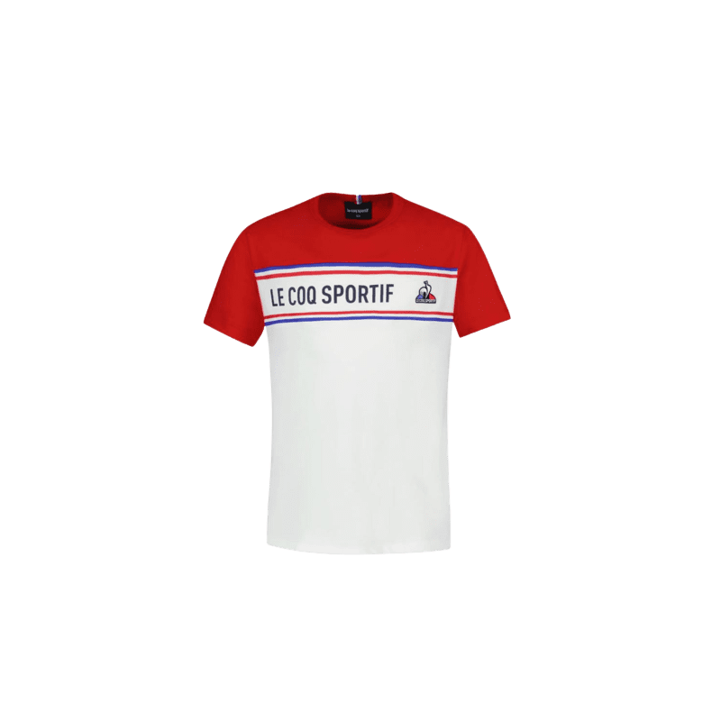 Achat T-shirt le Coq Sportif enfant TRI TEE SS N2 rouge/blanc/bleu face