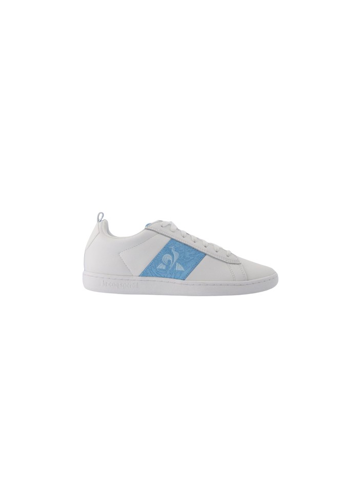 achat Chaussure Le Coq Sportif Femme COURTCLASSIC PLANTS Blanc/Bleu profil droit