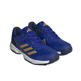 Achat Chaussure de sports indoor Adidas enfant COURT STABIL bleu profil avant droit deux chaussures