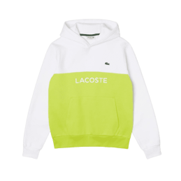 achat Sweat à capuche LACOSTE homme CORE GRAPHICS blanc et jaune face