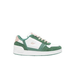 achat Sneakers Lacoste femme T-CLIP vert/blanc profil