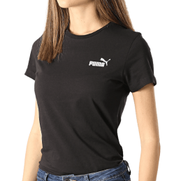 achat T-shirt Puma Femme ESS LOGO TEE Noir face avant porté