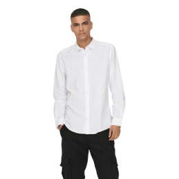 achat Chemise Only&Sons Homme CAIDEN LS SOLID LINEN NOOS Blanche profil avant porté