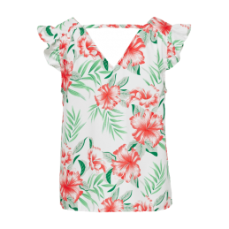 achat Top à manches courtes Only Femme SYLVIE LIFE FR S/S FRILL Blanc profil avant