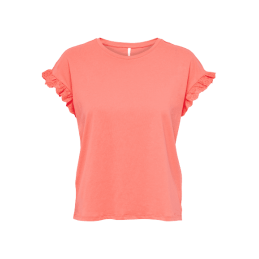 achat Top à manches courtes Only Femme ONLIRIS S/S EMB NOOS Orange profil avant