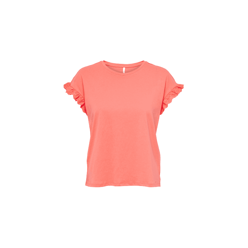 achat Top à manches courtes Only Femme ONLIRIS S/S EMB NOOS Orange profil avant