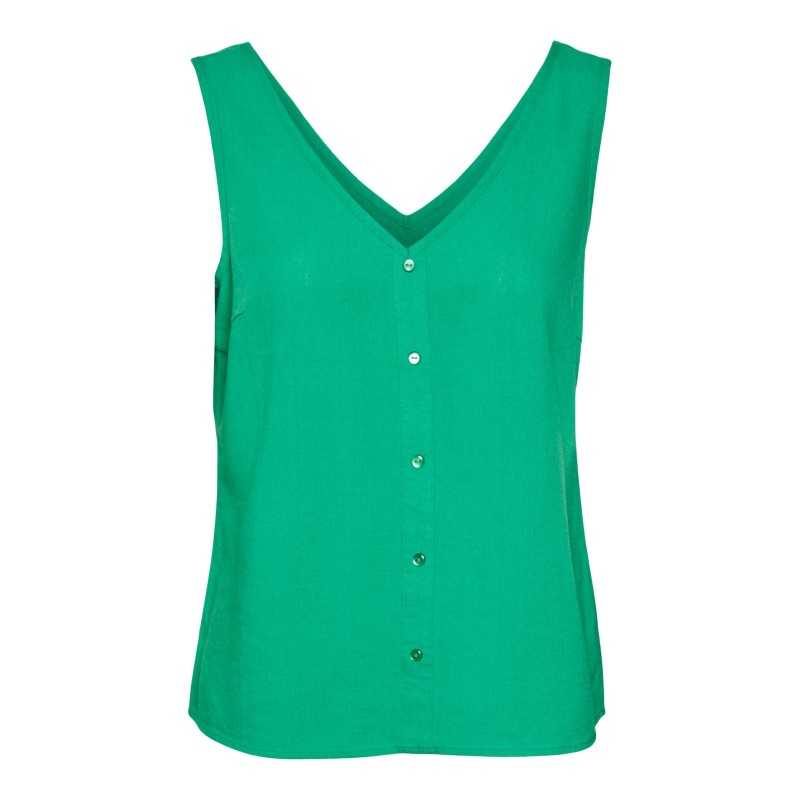 Débardeur Femme Vero Moda VMMYMILO SL V-NECK SHIRT WVN GA Vert face avant