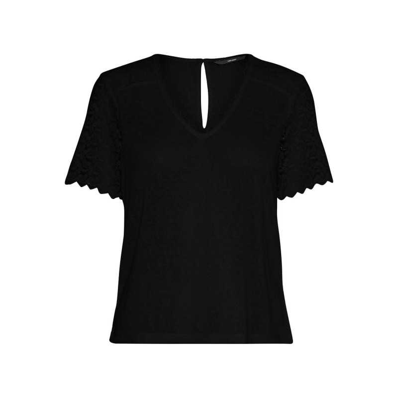 achat Top Femme Vero Moda VMORA L/S V-NECK TOP LCS Noir avant