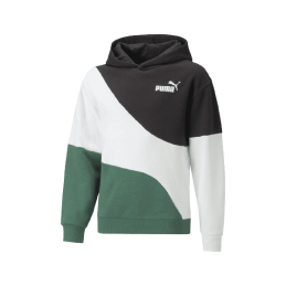 Achat Sweat à capuche Puma Enfant JR POWER CAT blanc noir vert face