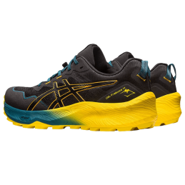 achat Chaussure de trail Asics homme GEL-TRABUCO 11 noir/jaune profil gauche deux chaussures
