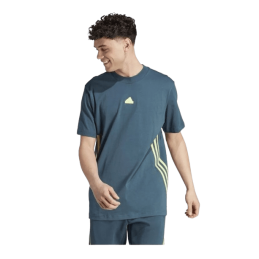 achat T-shirt Adidas Homme 3 bandes FUTURE ICONS bleu face mannequin