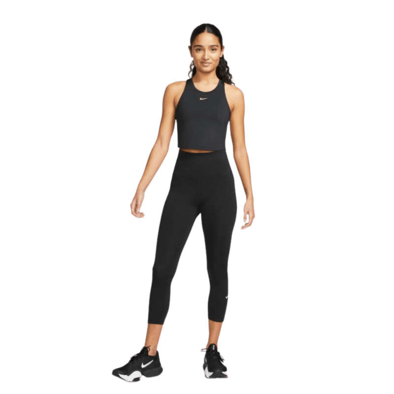 Achat Legging court à taille haute Nike Femme ONE HR CROP TGHT Noir face mannequin