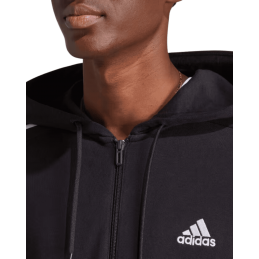 AChat Veste zippée à capuche Adidas Homme à 3 bandes ESSENTIALS Noir  détails