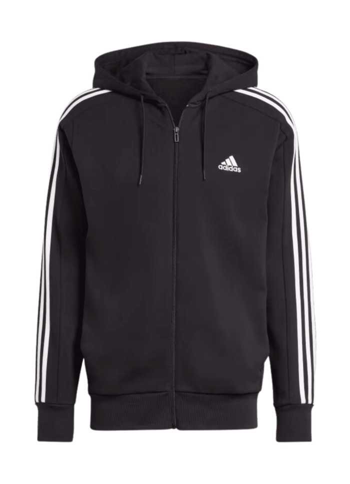 Achat Veste zippée à capuche Adidas Homme à 3 bandes ESSENTIALS Noir face