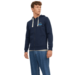 Achat Gilet JACK&JONES homme JJMIKK SWEAT ZIP HOOD bleu devant