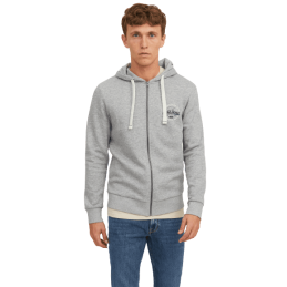 Achat Gilet JACK&JONES homme JJMIKK SWEAT ZIP HOOD gris devant