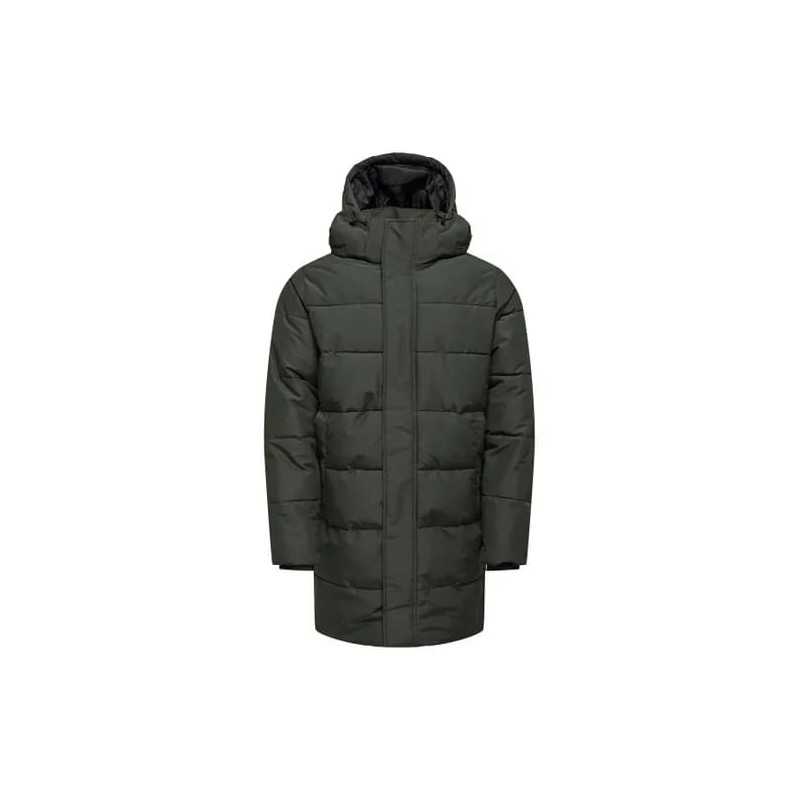 achat Doudoune longue Only & Sons ONSCARL LIFE LONG QUILTED Noire face