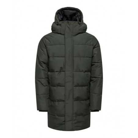 achat Doudoune longue Only & Sons ONSCARL LIFE LONG QUILTED Noire face