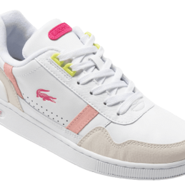 Achat sneakers LACOSTE femme T-CLIP blanche profil