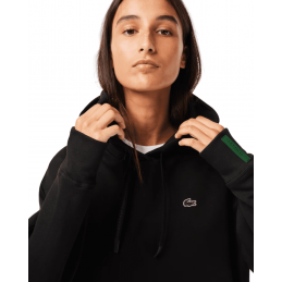 achat Sweatshirt à capuche Lacoste Femme CORE ACTIVE Noir détails