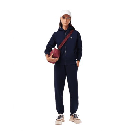 achat Sweatshirt zippé à capuche Lacoste Femme Jogger Bleu marine look outfit