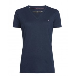 achat T-shirt Tommy Hilfiger Femme HERITAGE col V Bleu face