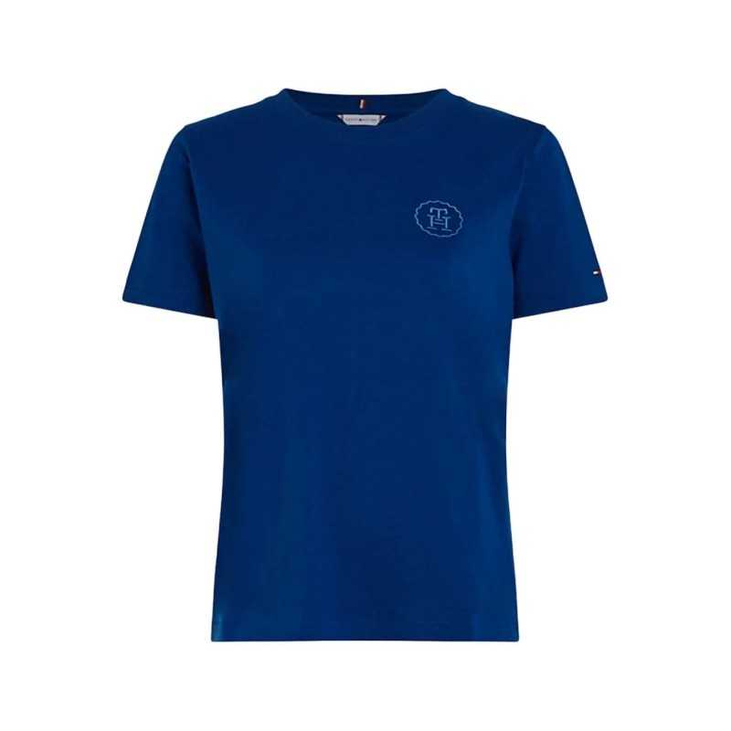 achat T-shirt Tommy Hilfiger Femme Tampon MONOGRAMME Brodé Bleu face