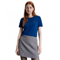 achat T-shirt Tommy Hilfiger Femme Tampon MONOGRAMME Brodé Bleu tenue