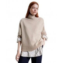 achat Pull Tommy Hilfiger Femme COL CHEMINEE Beige profile