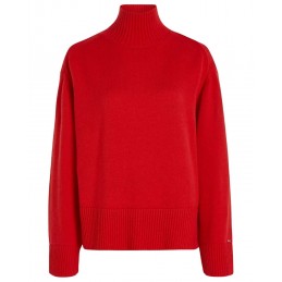 achat Pull Tommy Hilfiger Femme COL CHEMINEE Rouge face