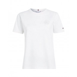 achat T-shirt Tommy Hilfiger Femme Tampon MONOGRAMME Brodé Blanc face