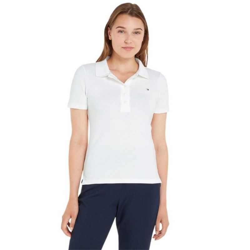 achat Polo Tommy Hilfiger Femme 1985 SLIM PIQUE Blanc face