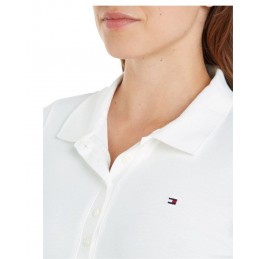 achat Polo Tommy Hilfiger Femme 1985 SLIM PIQUE Blanc logo col