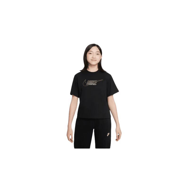 Achat t-shirt NIKE fille BOXY METALLIC HBR noir face