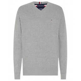 achat Pull col V Tommy Hilfiger Homme PIMA CASHMER Gris face