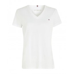 achat T-shirt col V Tommy Hilfiger Femme HERITAGE Blanc face