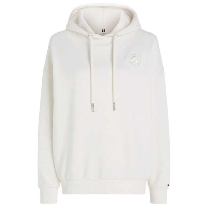 achat Sweat à capuche Tommy Hilfiger Femme LOGO BRODE SMD Blanc face