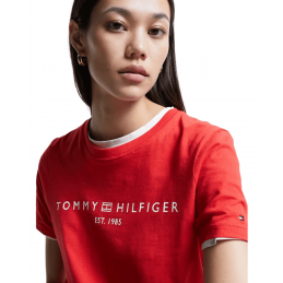achat T-shirt Tommy Hilfiger femme CORP LOGO C-NK Rouge logo