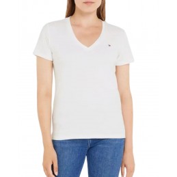achat T-shirt Tommy Hilfiger Femme col V Blanc porté