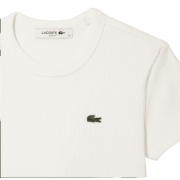 achat T-shirt LACOSTE femme CORE ESSENTIALS blanc logo