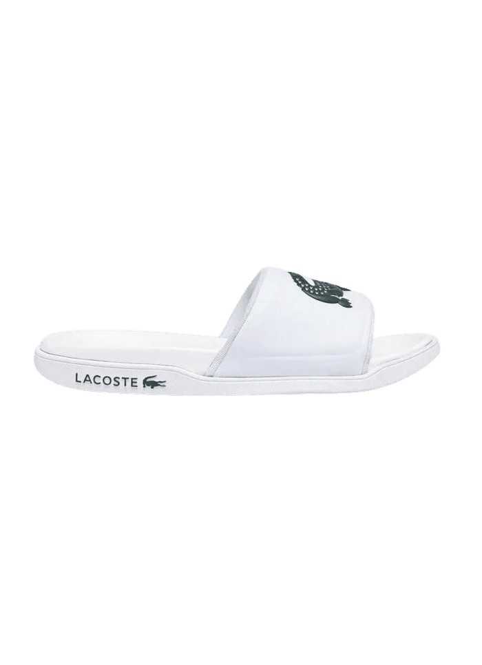 achat Claquettes LACOSTE homme CROCO DUALISTE blanc profil