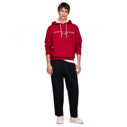 achat Sweatshirt à capuche Tommy Hilfiger Homme LOGO Bordeaux tenue outfit